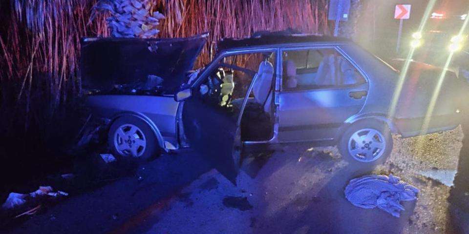 Ağaca çarpan otomobildeki 1 kişi öldü, 1 kişi yaralandı