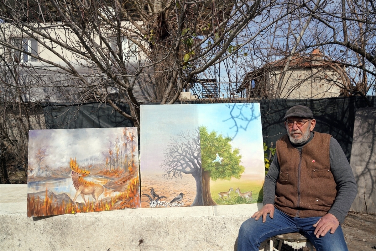 Muğla’da ressam Başarır, satışa sunulan eserlerinin gelirini afetzedelere bağışlayacak