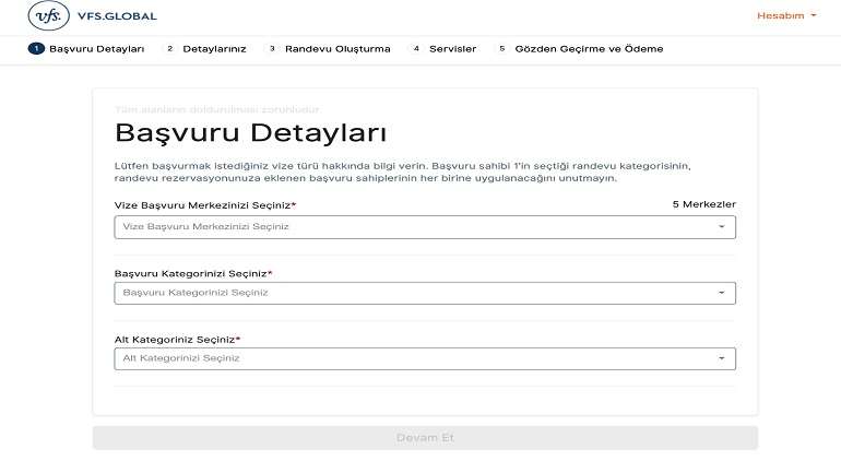 Polonya vize randevu ekranı