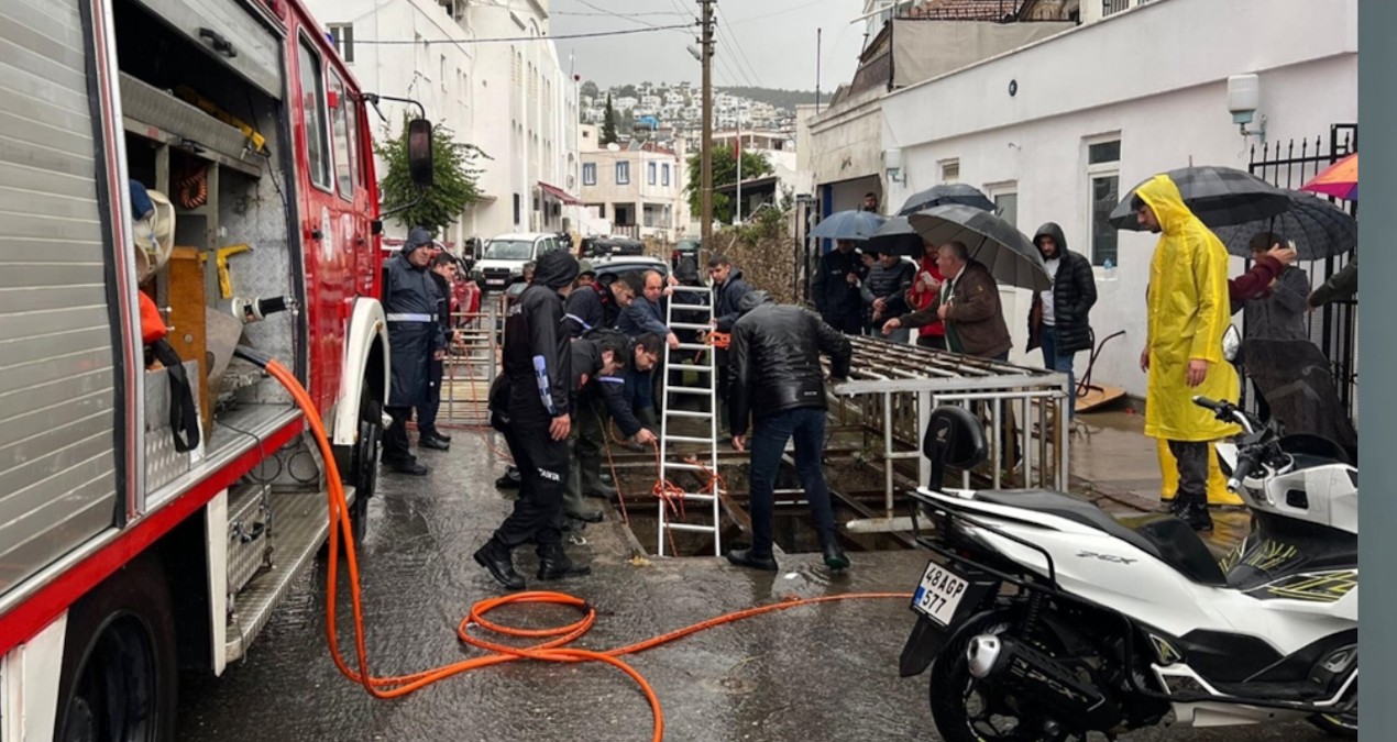 Bodrum’da Dere yatağında mahsur kaldı, itfaiye kurtardı