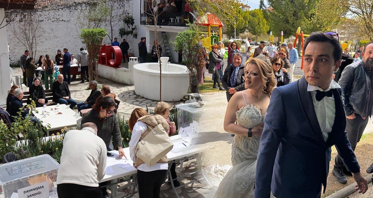 Muğla’da İmamoğlu izdihamı! Gelin-Damat ön seçim sandığına geldiler