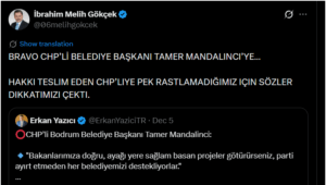 Melih Gökçek, CHP’li Mandalinci’yi Örnek Gösterdi