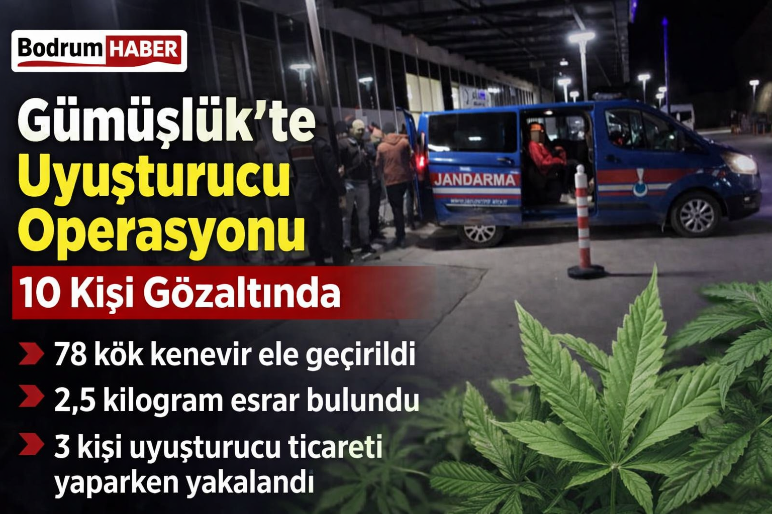 Gümüşlük’te Uyuşturucu Operasyonu: 10 Kişi Gözaltında