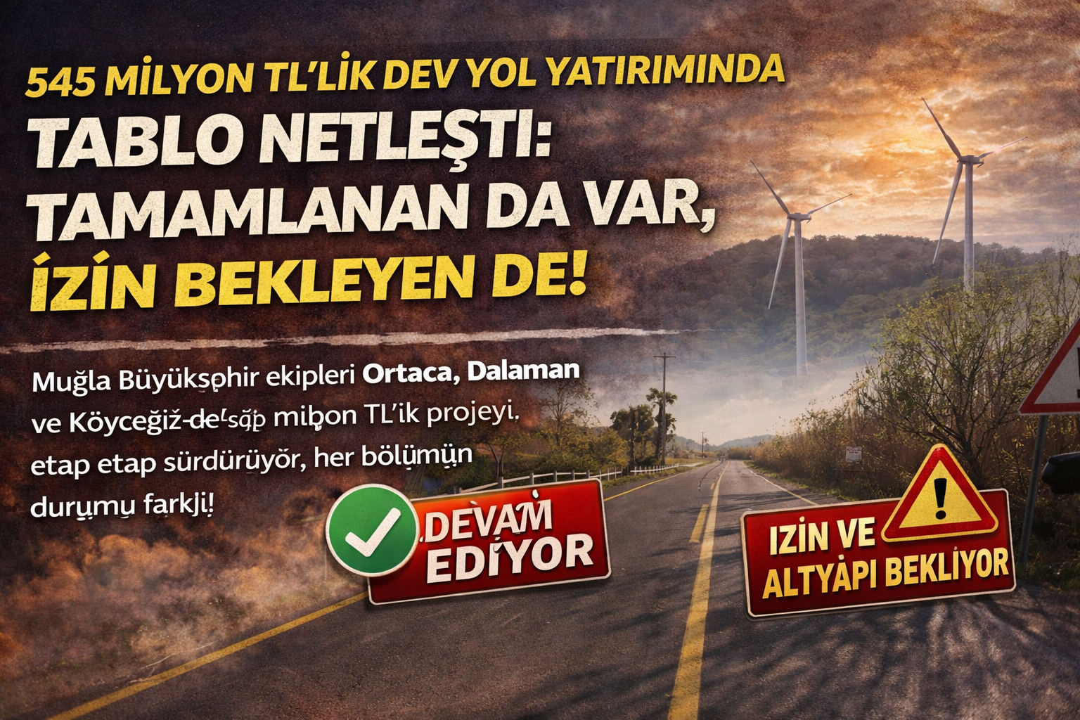 Muğla’da 545 milyonluk yol yatırımı etap etap ilerliyor