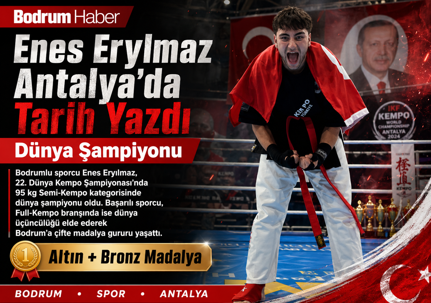 Bodrumlu Sporcu Enes Eryılmaz Antalya’da Dünya Şampiyonu Oldu