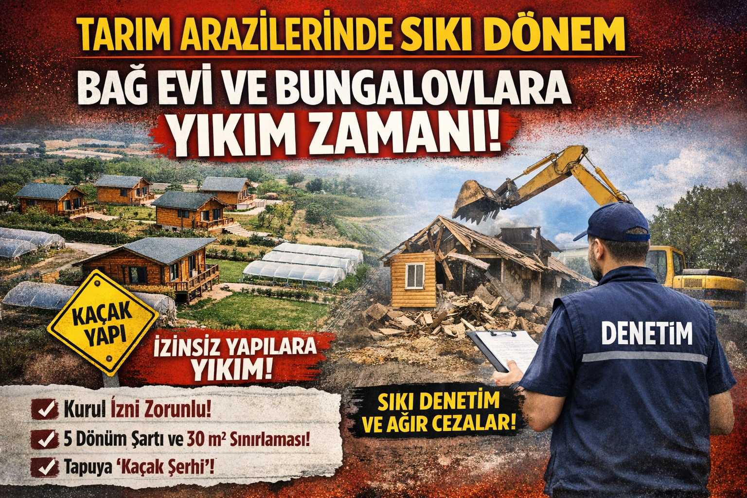 Tarım Arazilerinde Yeni Dönem: Bağ Evi ve Bungalovlara Sert Yasaklar