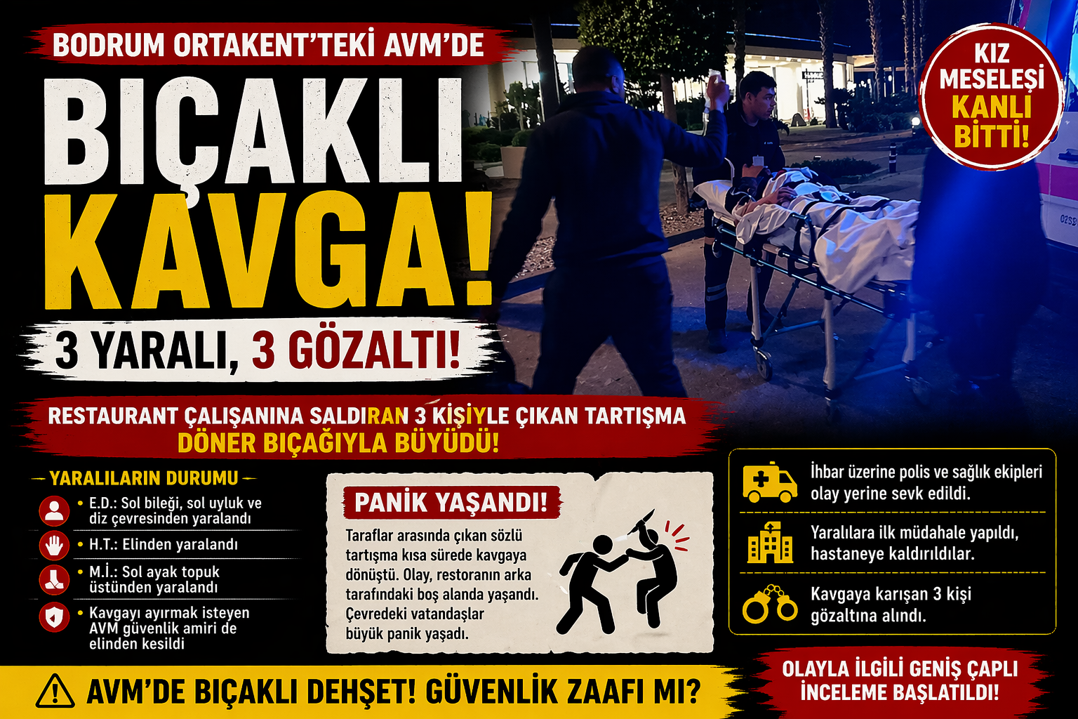 Bodrum’da AVM’de Bıçaklı Kavga: 3 Yaralı