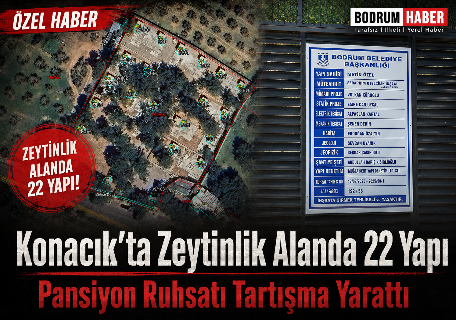 Konacık’ta Zeytinlik Alanda 22 Yapı: Pansiyon Ruhsatı Tartışma Yarattı