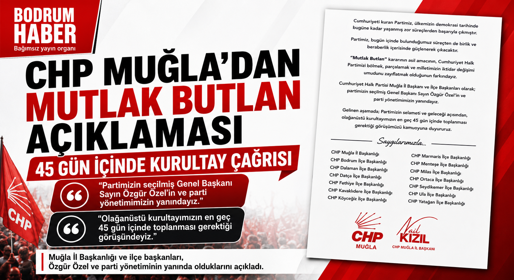 CHP Muğla’dan Mutlak Butlan Açıklaması: 45 Gün İçinde Kurultay Çağrısı