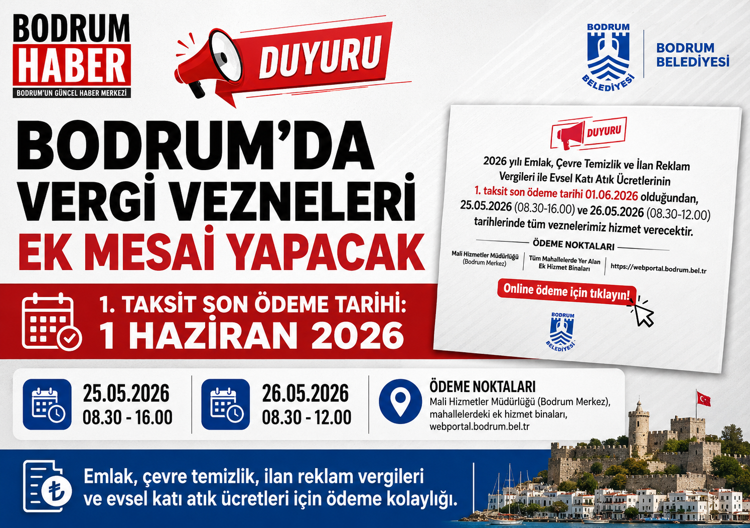 Bodrum’da Vergi Vezneleri Ek Mesai Yapacak