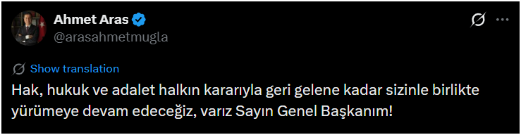 Ahmet Aras’tan Özgür Özel’e Destek Mesajı