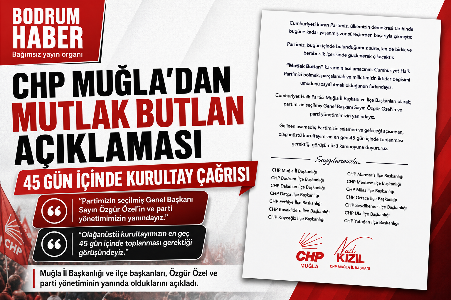 CHP Muğla’dan Mutlak Butlan Açıklaması: 45 Gün İçinde Kurultay Çağrısı