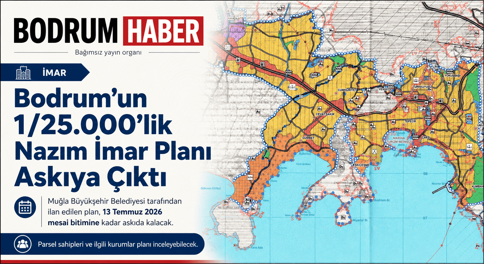 Bodrum'un Nazım İmar Planı Askıya Çıktı: Süre 13 Temmuz'a Kadar