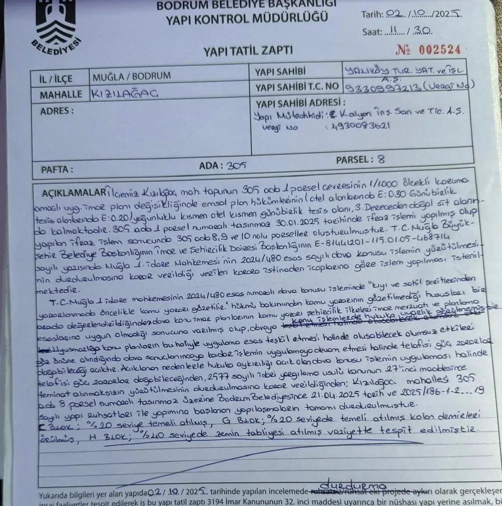Kızılağaç’ta Kalyon Dosyası: Mühürlenen Şantiyede Yeni Görüntüler