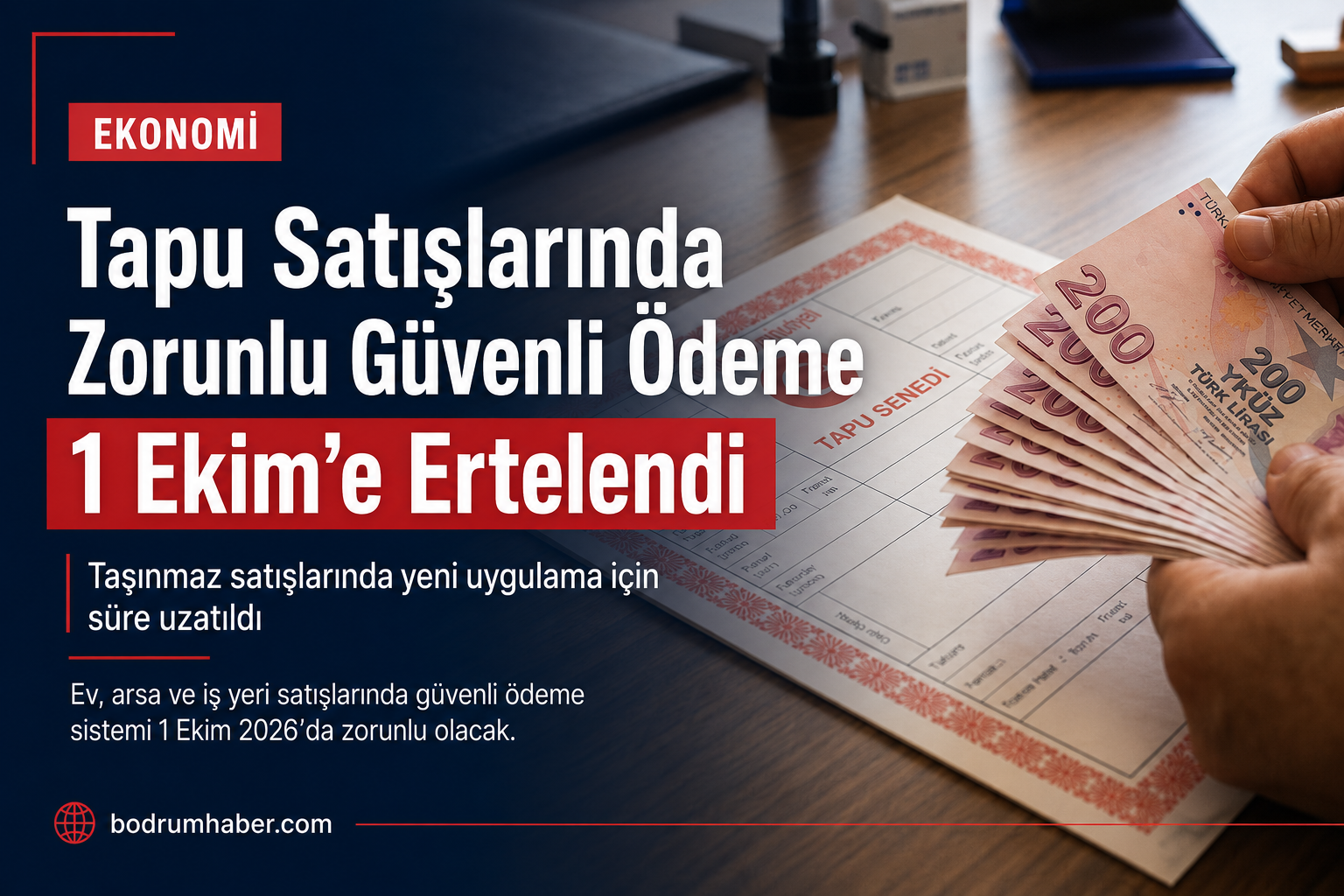 Tapu Satışlarında Güvenli Ödeme Sistemi 1 Ekim’e Ertelendi