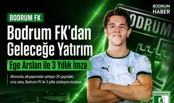 Bodrum FK, Altınordu altyapısında yetişen 20 yaşındaki orta saha oyuncusu Ege Arslan ile üç yıllık anlaşmaya vardığını açıkladı.