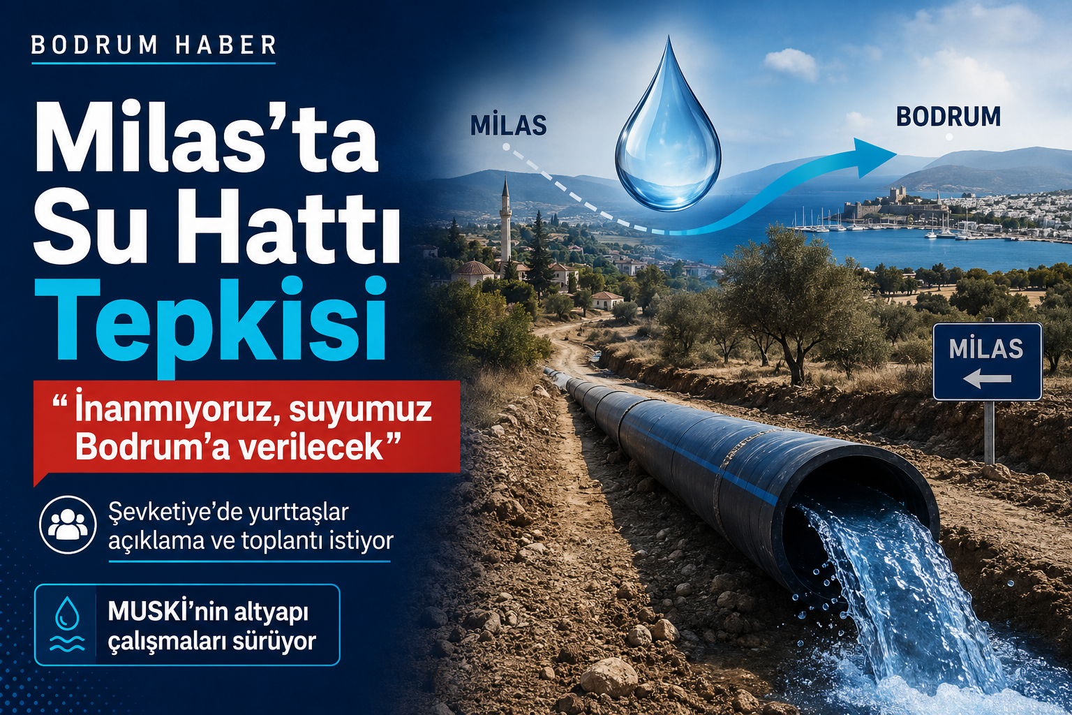 Milas’ta Su Hattı Tepkisi: “Suyumuz Bodrum’a Verilecek” Endişesi