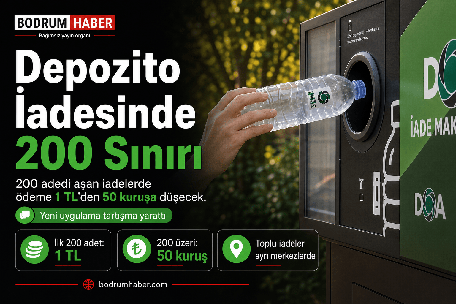 Depozito Sisteminde Yeni Tarife: 200’ü Aşan İadeye Yarı Ödeme