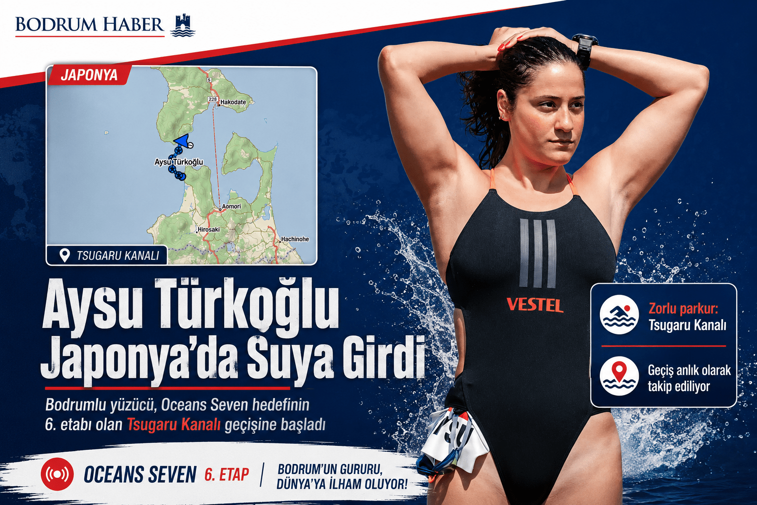 Aysu Türkoğlu, Japonya’da Tsugaru Kanalı İçin Suya Girdi