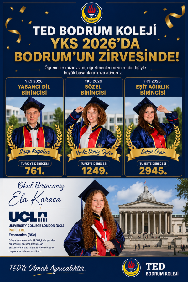 TED Bodrum Koleji YKS 2026’da Üç Bodrum Birincisi Çıkardı