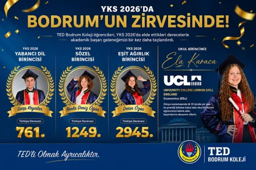 TED Bodrum Koleji YKS 2026’da Üç Bodrum Birincisi Çıkardı