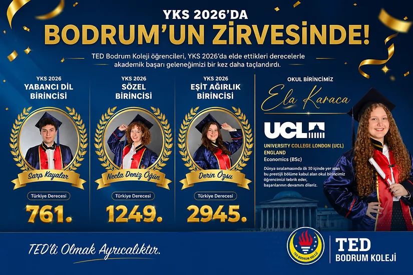 TED Bodrum Koleji YKS 2026’da Üç Bodrum Birincisi Çıkardı